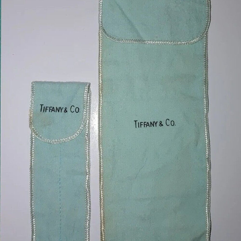Vintage Tiffany & Co Dust Bag Blue Cloth Pouch Jewelry Flatware Trinket Storage